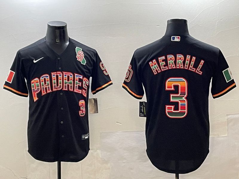 Men San Diego Padres #3 Merrill Black Game Nike 2025 MLB Jersey style 4